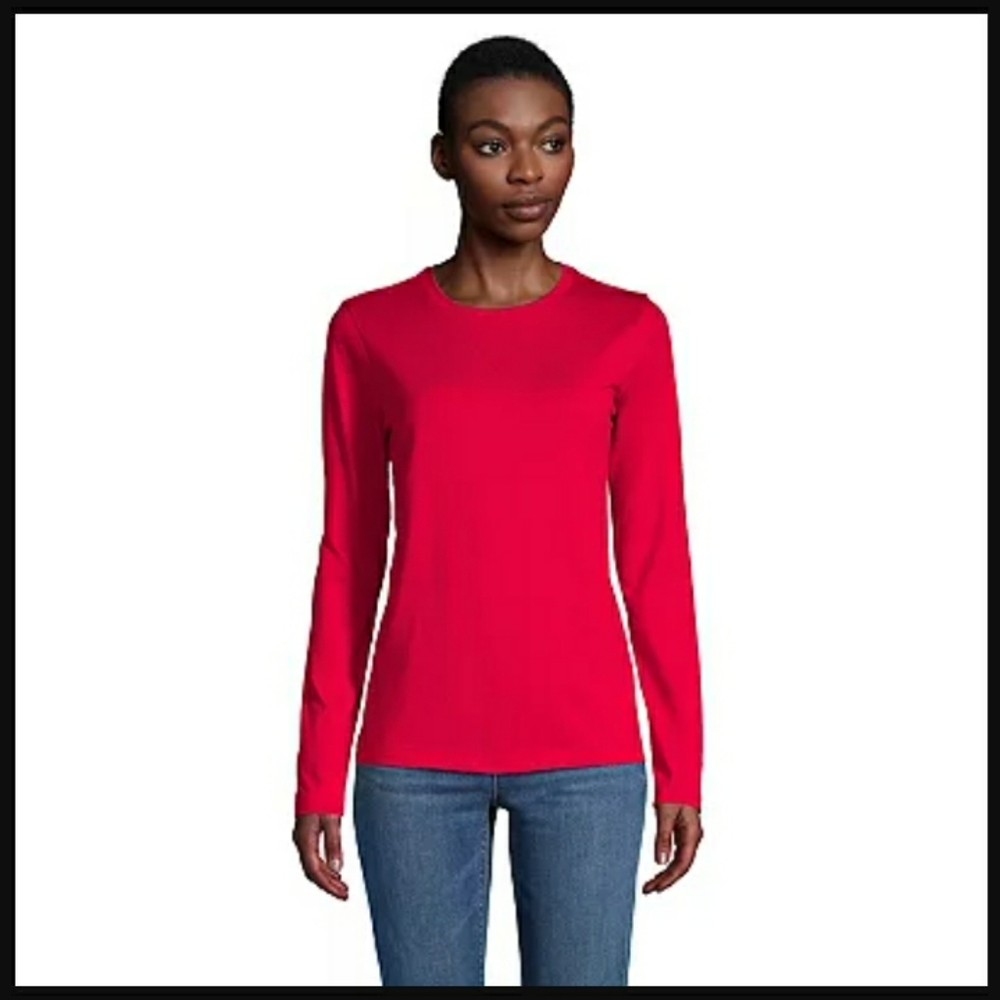 NWT Relaxed-Fit Supima Cotton Crewneck Long Sleeve Tee
